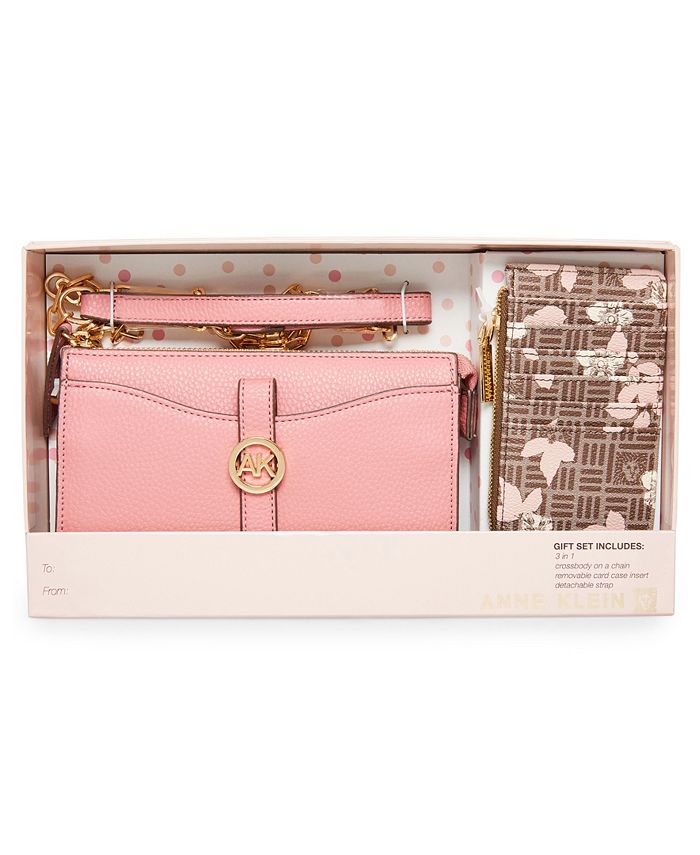 Anne Klein Boxed Wallet on a Chain with Removable Card Case Insert Set