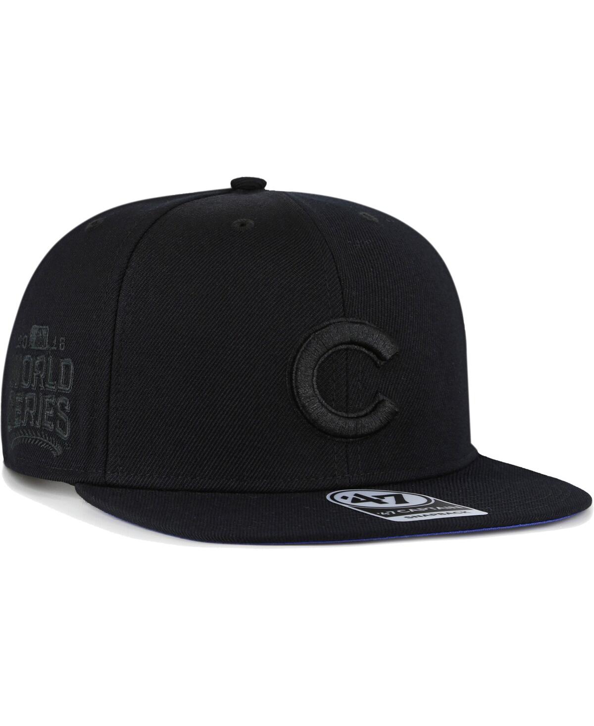 47 Brand Men's ' Chicago Cubs Black On Black Sure Shot Captain Snapback Hat