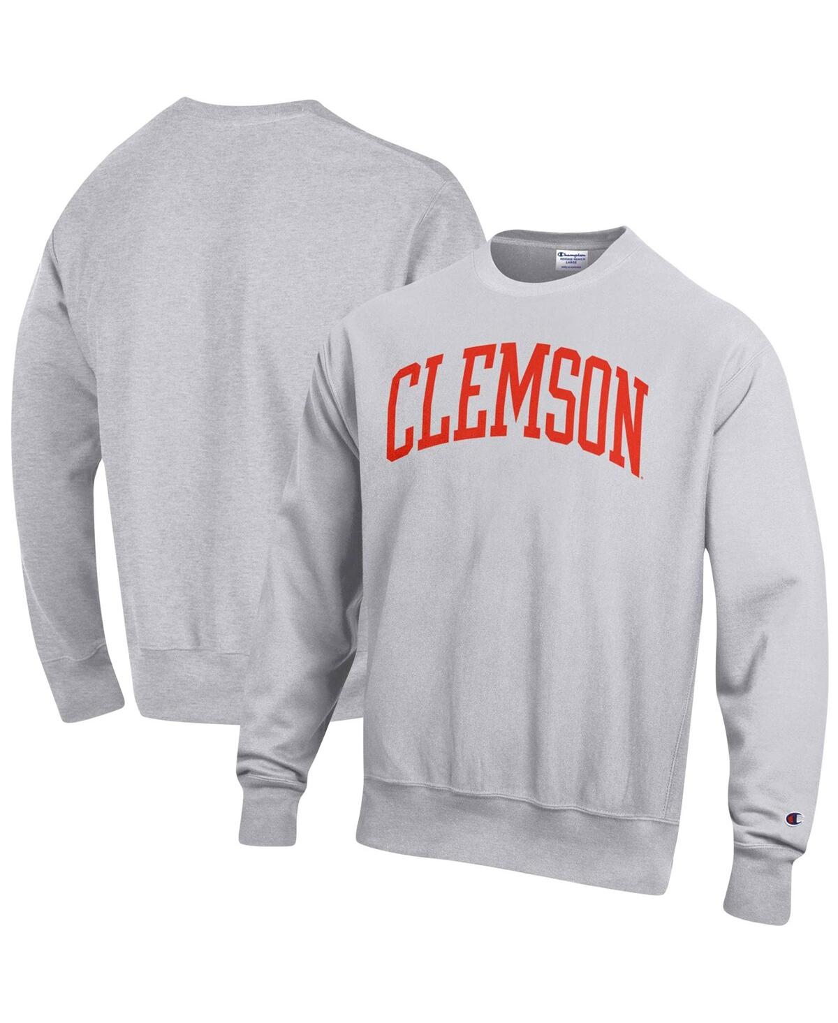 Champion Men's  Heathered Gray Clemson Tigers Arch Reverse Weave Pullover Sweatshirt
