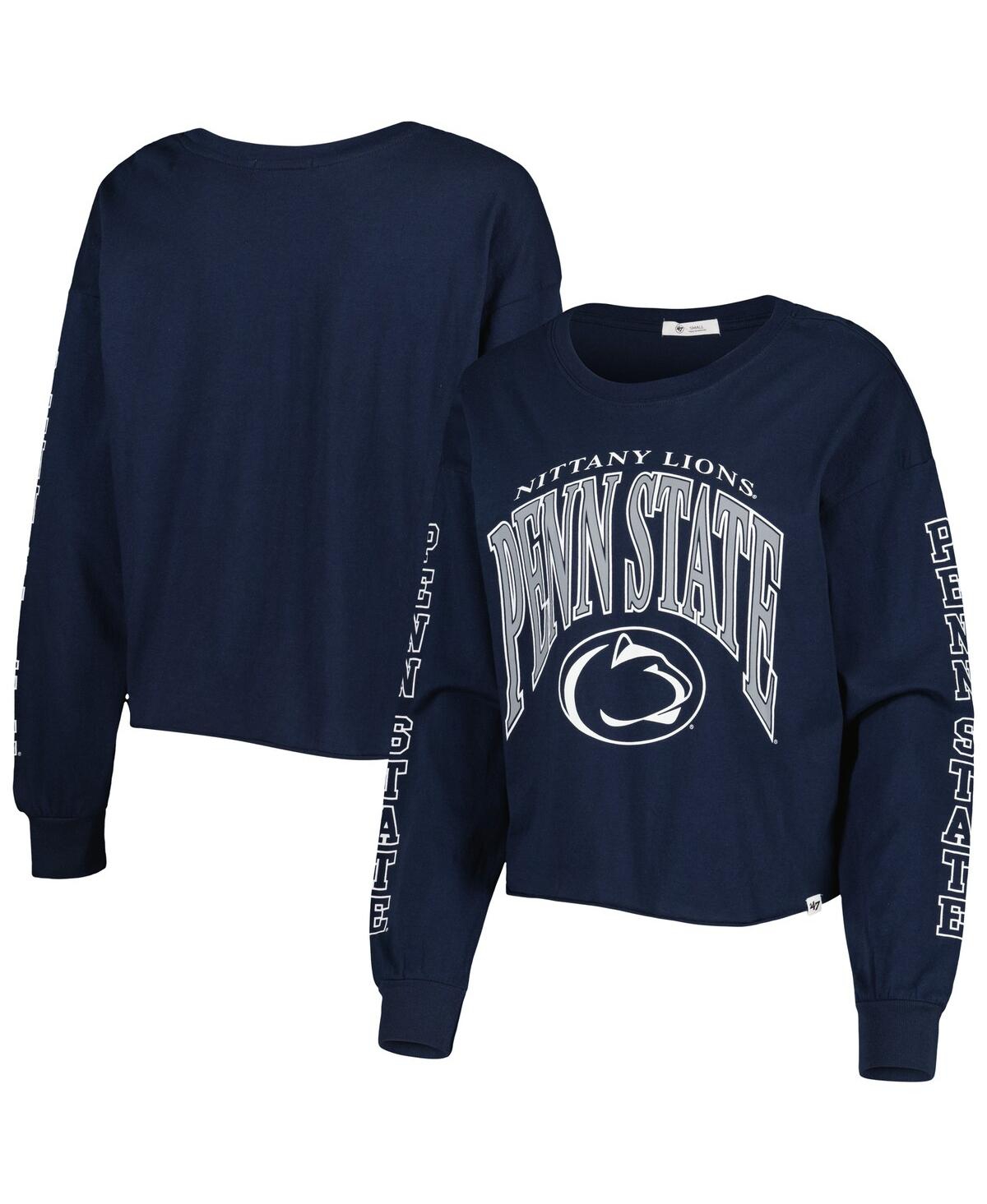 47 Brand Women's ' Navy Penn State Nittany Lions Parkway Ii Cropped Long Sleeve T-shirt