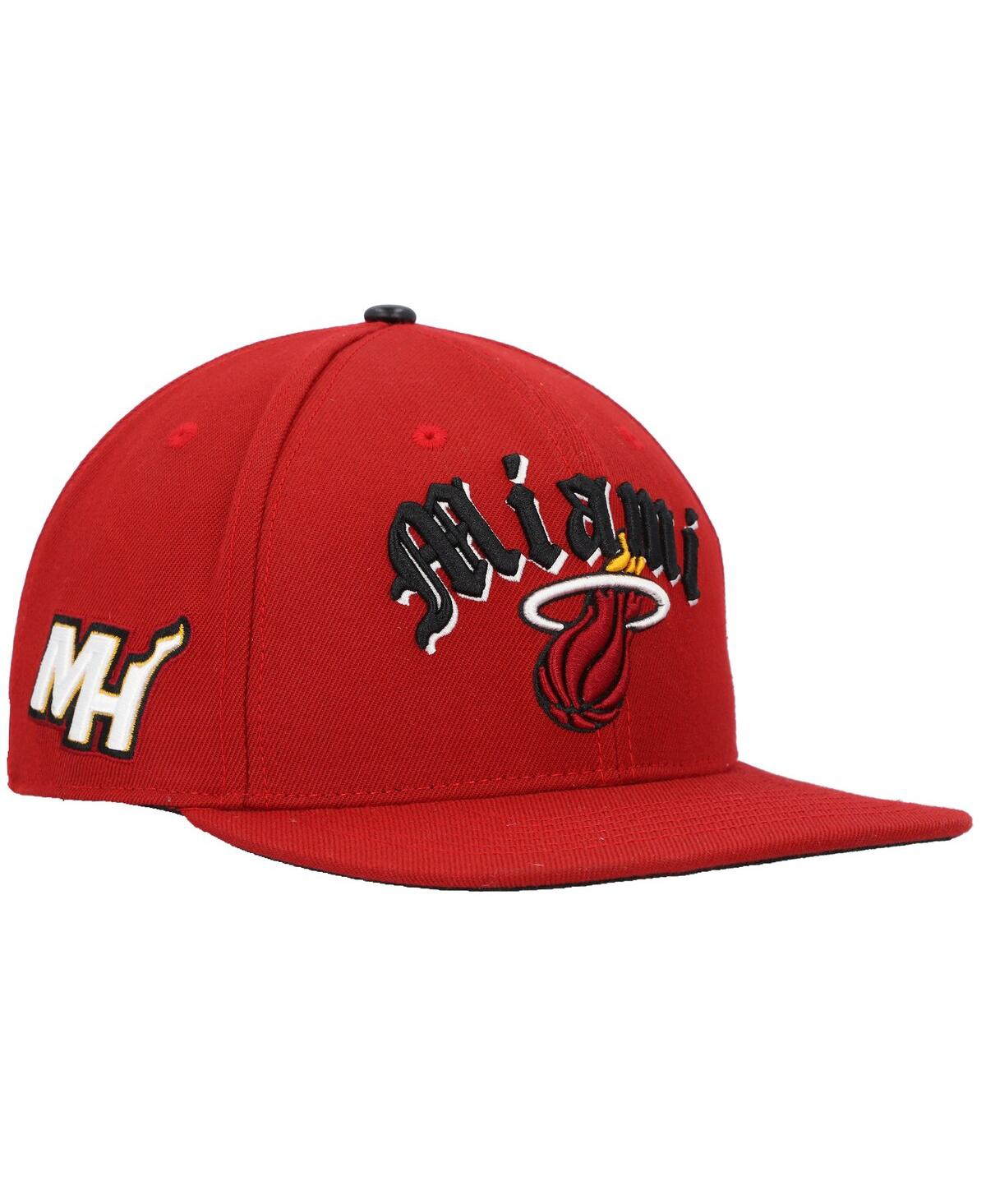 Shop Pro Standard Men's  Red Miami Heat Old English Snapback Hat