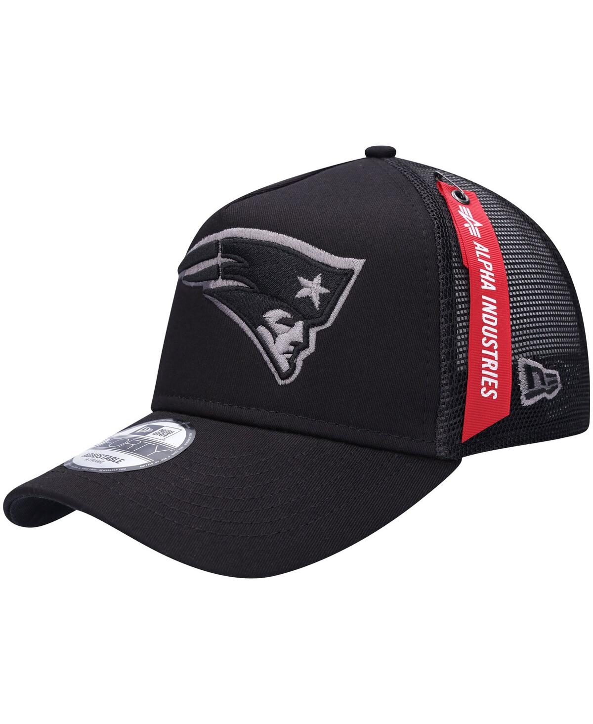 Shop New Era Men's  X Alpha Industries Black New England Patriots A-frame 9forty Trucker Snapback Hat