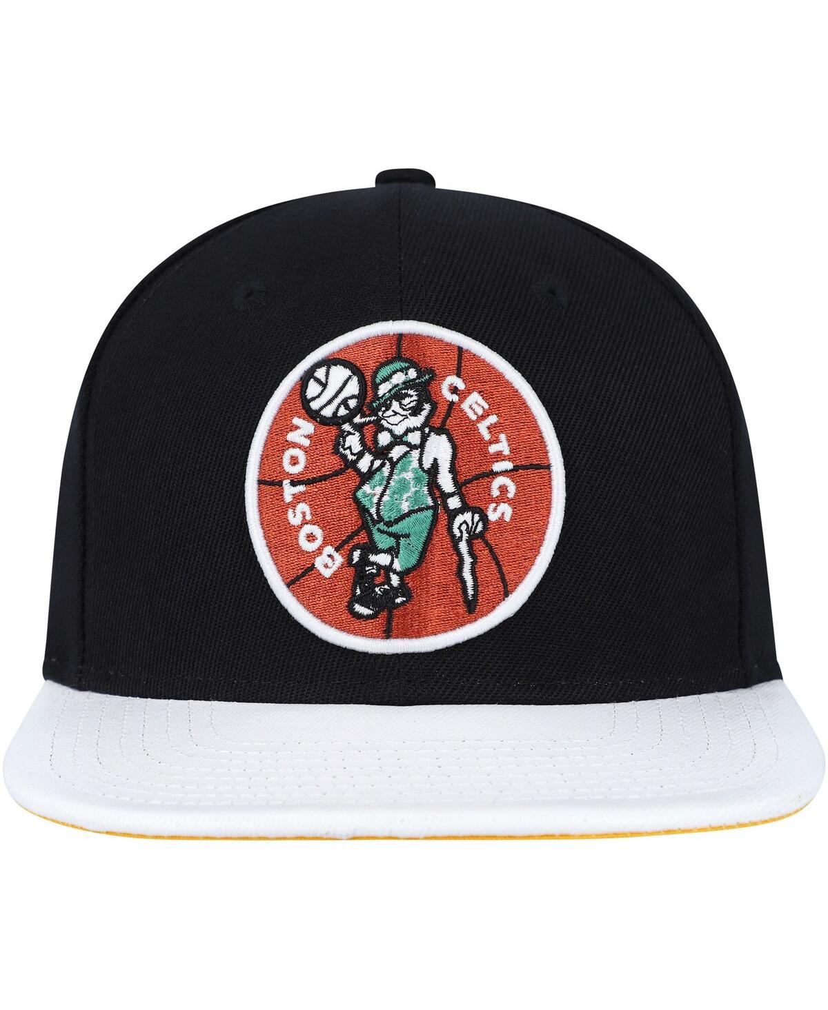 Shop Mitchell & Ness Men's  Black, White Boston Celtics Hardwood Classicsâ Wear Away Visorâ Snapback Hat In Black,white