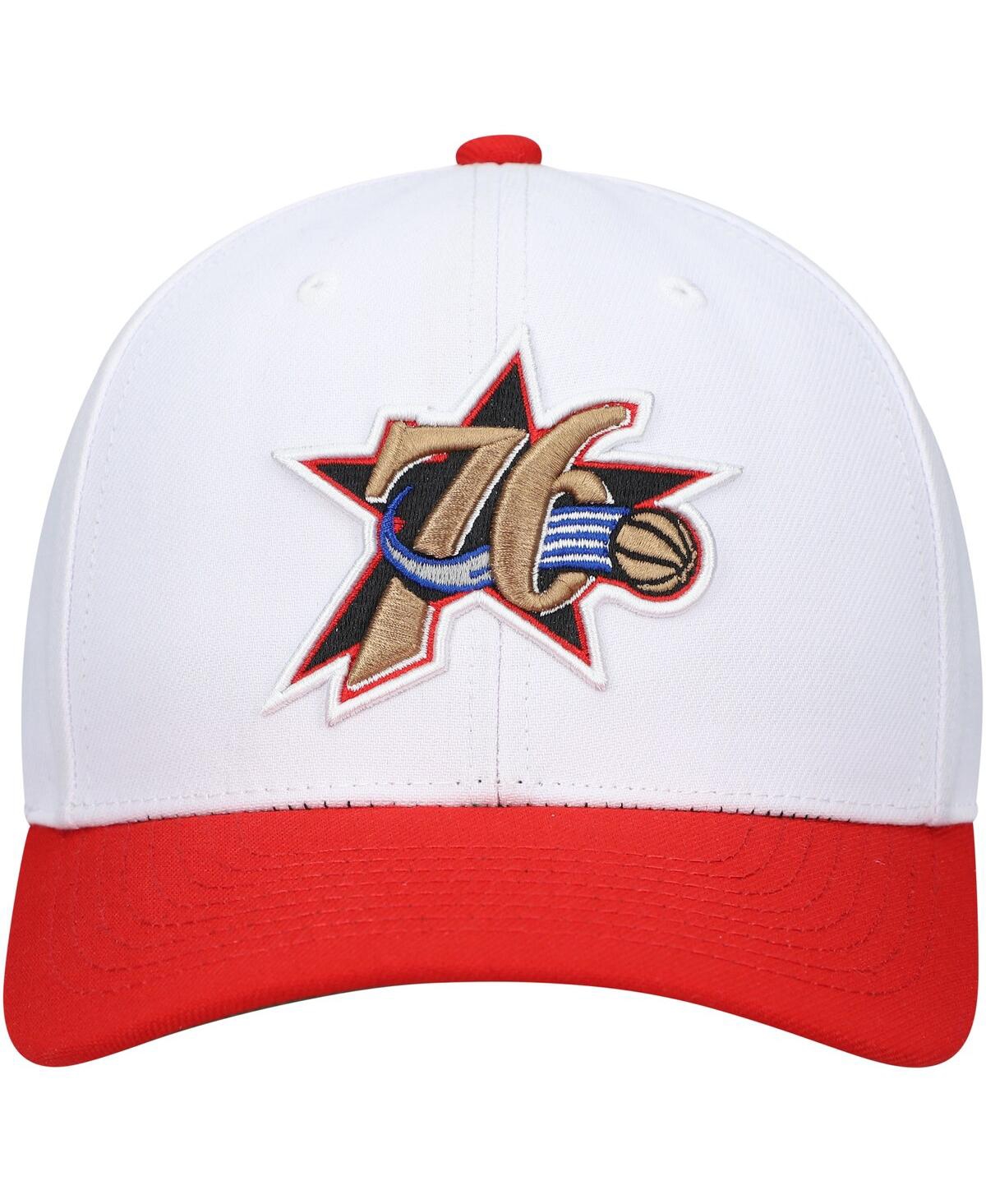 Mitchell & Ness Men's  White, Red Philadelphia 76ers Hardwood Classics Core 2-tone 2.0 Pro Snapback H In White,red