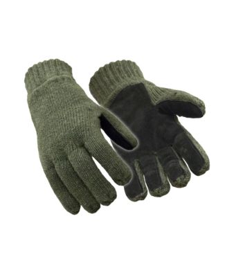 Men's Insulated Wool Leather Palm Glove - Extreme Cold Protection, Durable Leather Palm, Fleece Lining