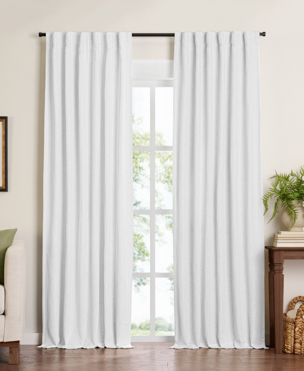 Elrene Harrow Solid Texture Blackout 1 Piece Curtain Panel, 52" X 95" In White
