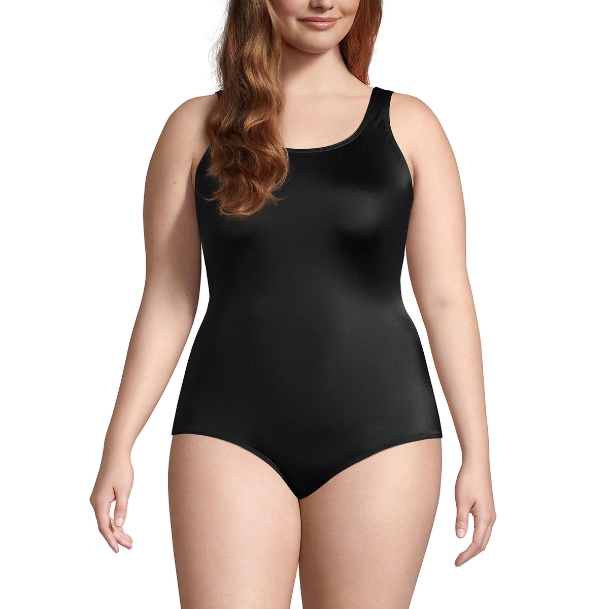 Plus Size Ddd-Cup Chlorine Resistant Soft Cup Tugless Sporty One Piece Swimsuit - Black