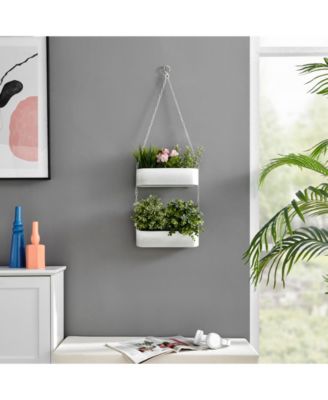 Two-Tier Hanging Metal Trough Wall Planter