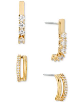 AJOA - 18k Gold-Plated 2-Pc. Set Cubic Zirconia J-Hoop Earrings