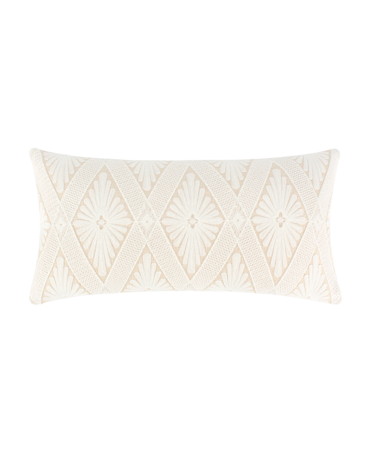 Levtex Lorrance Diamond Embroidered Decorative Pillow, 24" X 12" In Natural