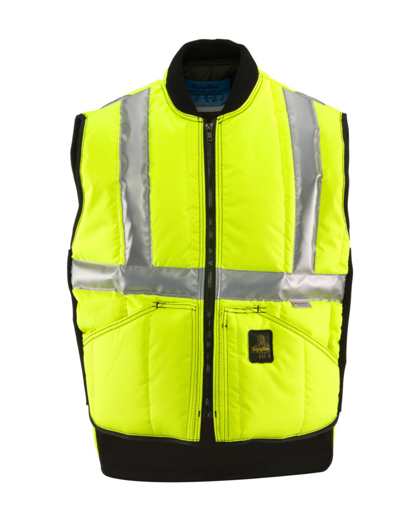Мужской жилет RefrigiWear HiVis Iron-Tuff Vest - Extreme Cold Protection, High-Visibility, Water-Repellent, Durable Workwear, цвет: Лаймовый — фото 1