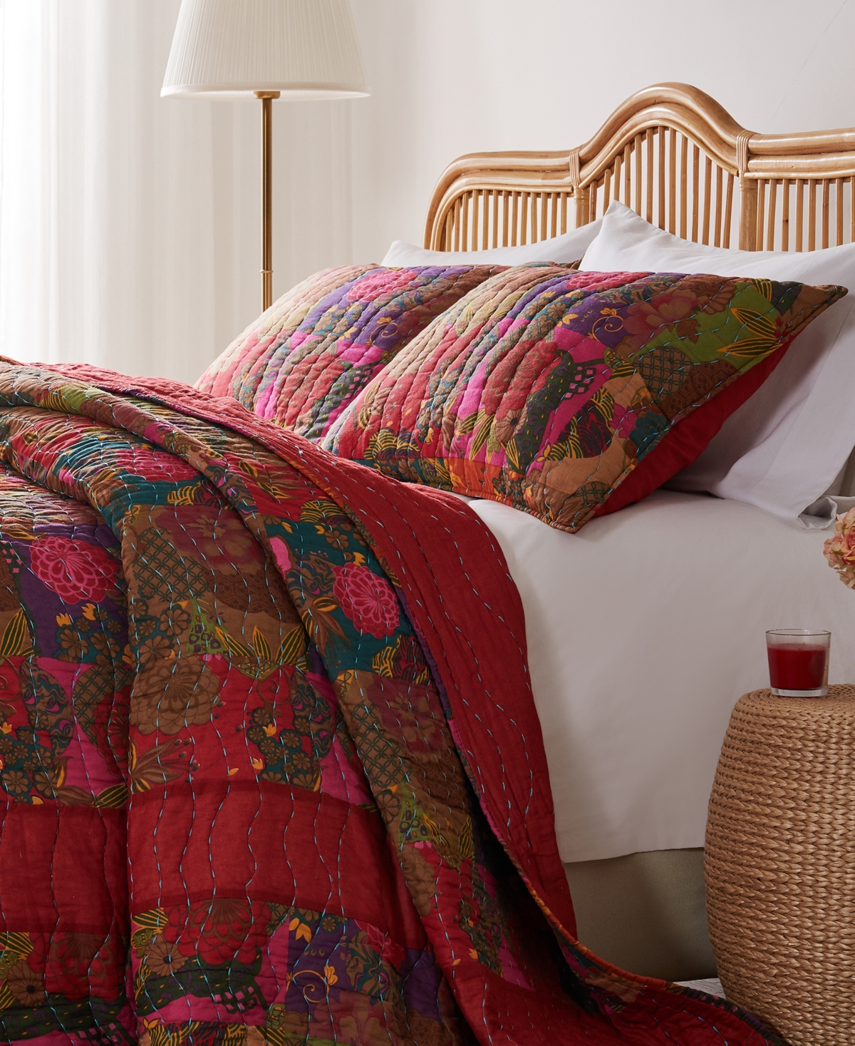 Greenland Home Fashions Jewel Kantha Quilted 3 Piece Bedspread Set, Queen