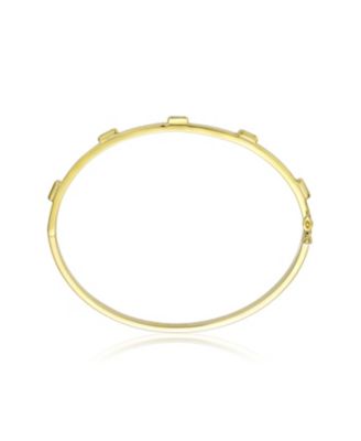 14k Gold Plated Cubic Zirconia Bangle Box Clasps Bracelet