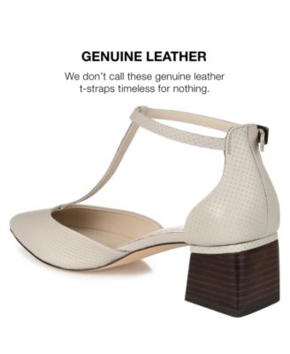 Women's Cameela Pointed Toe T Strap Block Heel Pumps