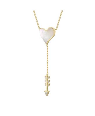 14k Gold Plated with Cubic Zirconia & Mother of Pearl Cupida€s Arrow Heart Y-Necklace