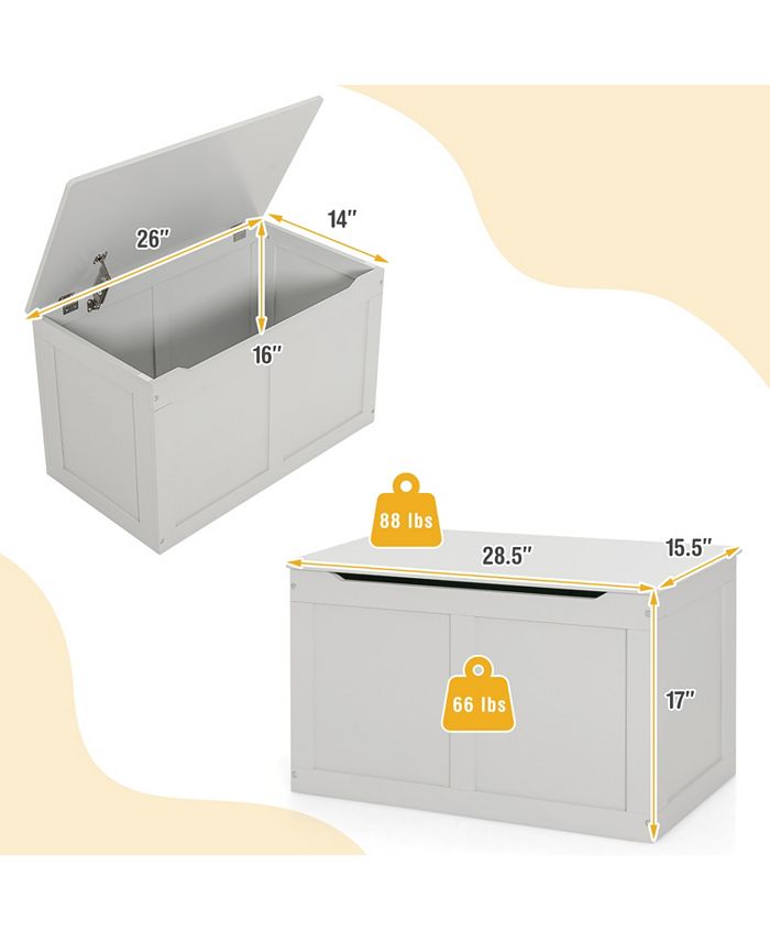 Costway Wooden Kids Toy Storage Box Sitting Top Chest Organizer - Macy's