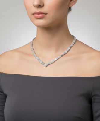 Classy White Gold Plated Tennis Necklace