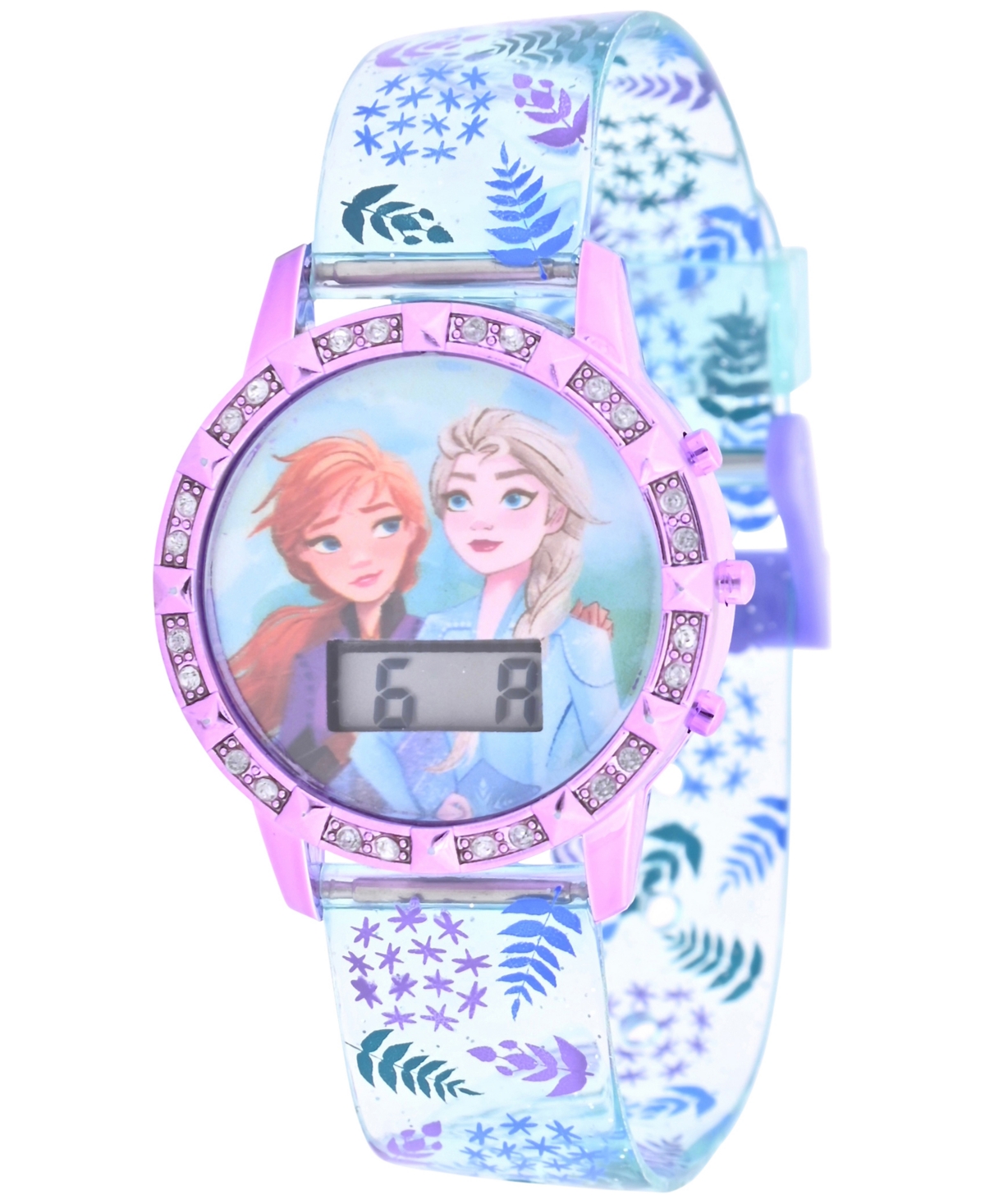 Accutime Girls' Digital Disney Frozen Light Blue Silicone Strap Watch 33mm Gift Set