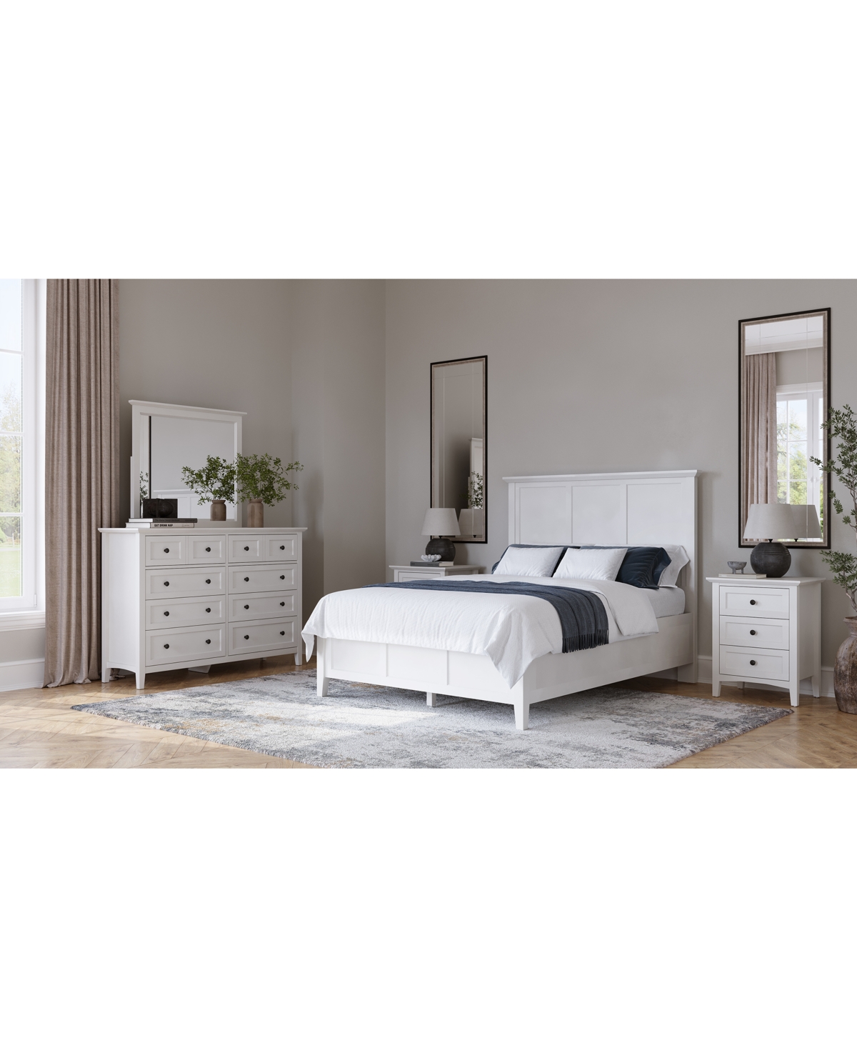 Shop Macy's Hedworth Queen Bed 3pc Set (queen Bed + Dresser + Nightstand) In White