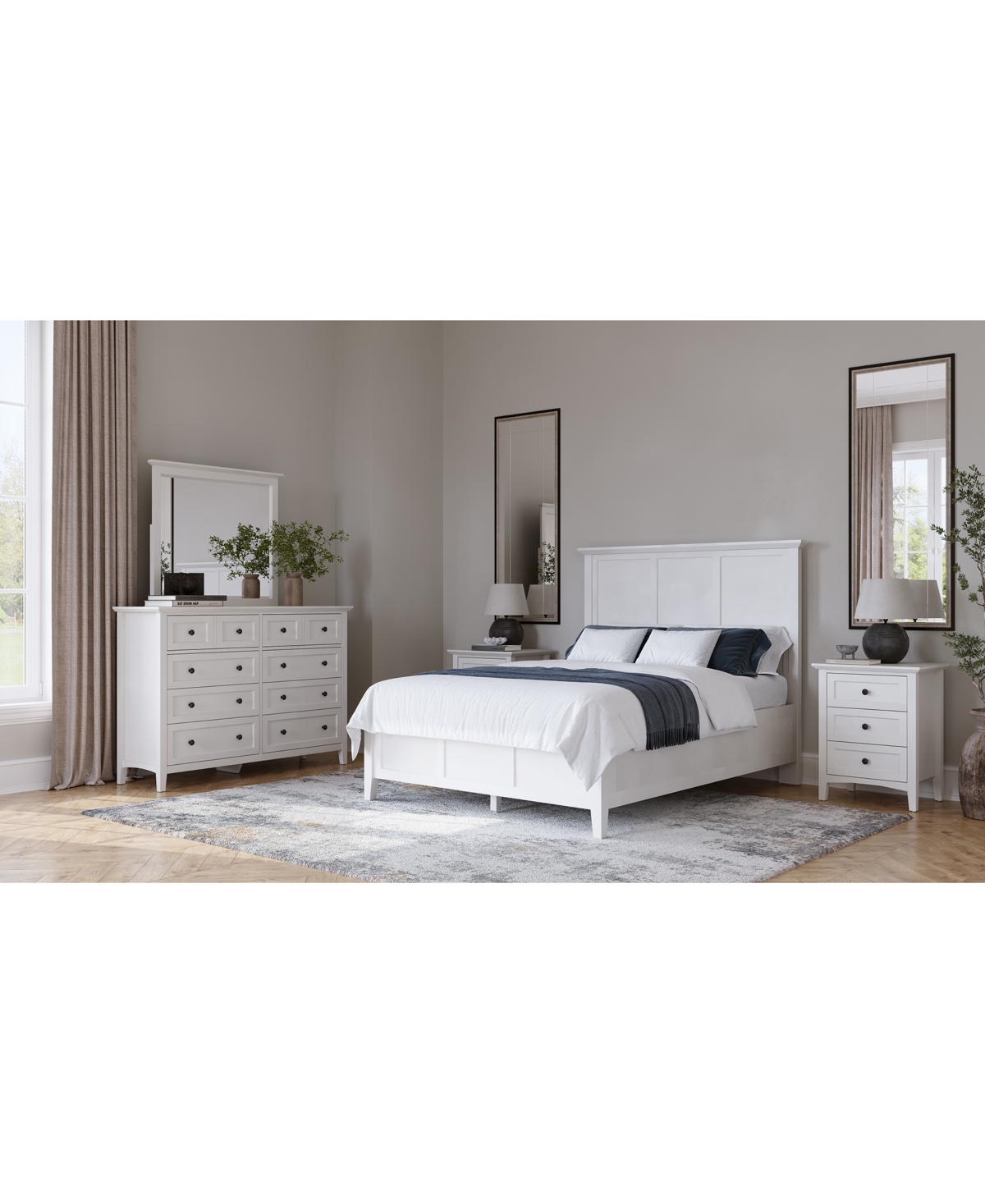 Macy's Hedworth Queen 3-pc. Set (bed, Dresser & Nightstand) In White