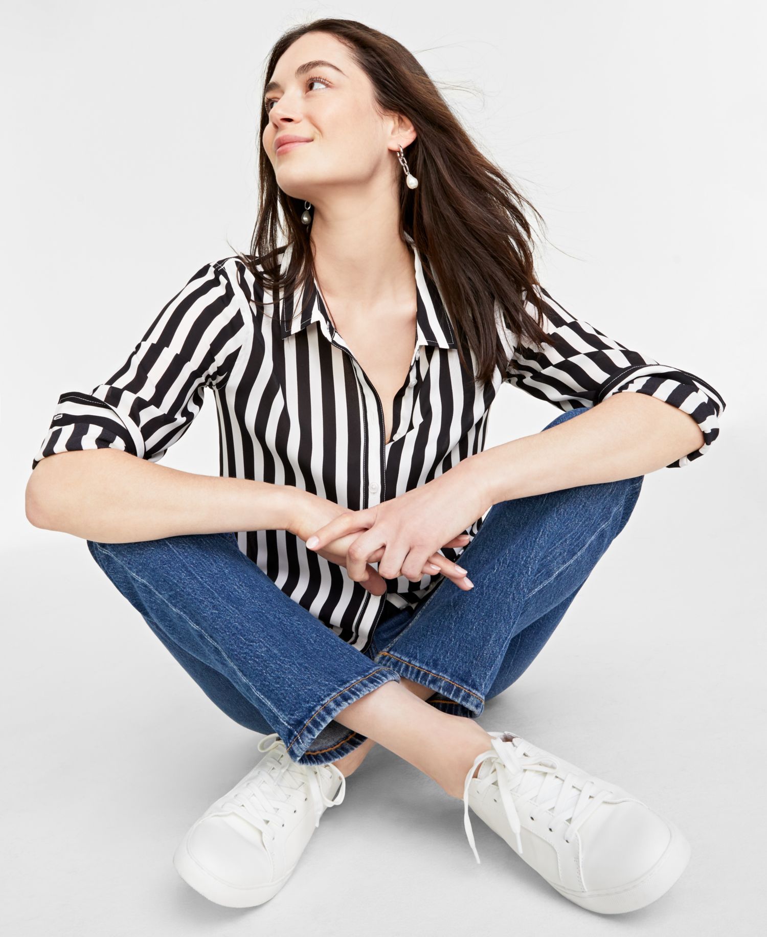 Trendy Plus Size Button-Front Crepe Shirt