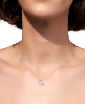 Diamond Orbital Halo Pendant Necklace (1/3 ct. t.w.) in 10k White Gold, 16" + 2" extender