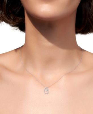 Diamond Orbital Halo Teardrop Pendant Necklace (1/4 ct. t.w.) in 10k White Gold, 16" + 2" extender