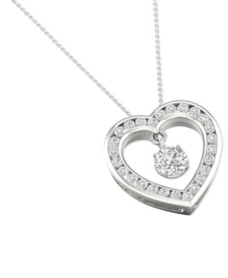 Diamond Orbital Heart Halo Pendant Necklace (1/3 ct. t.w.) in 10k White Gold, 16" + 2" extender