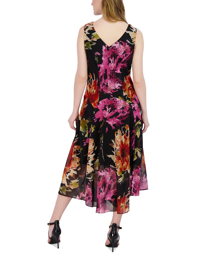 Robbie Bee Women's Floral-Print Cowl-Neck Midi Dress - Macy's