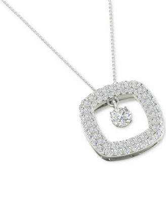 Diamond Orbital Square Halo Pendant Necklace (5/8 ct. t.w.) in 10k White Gold, 16" + 2" extender