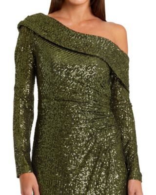 Women's Ieena One Shoulder Sequin Long Sleeve Midi Dress