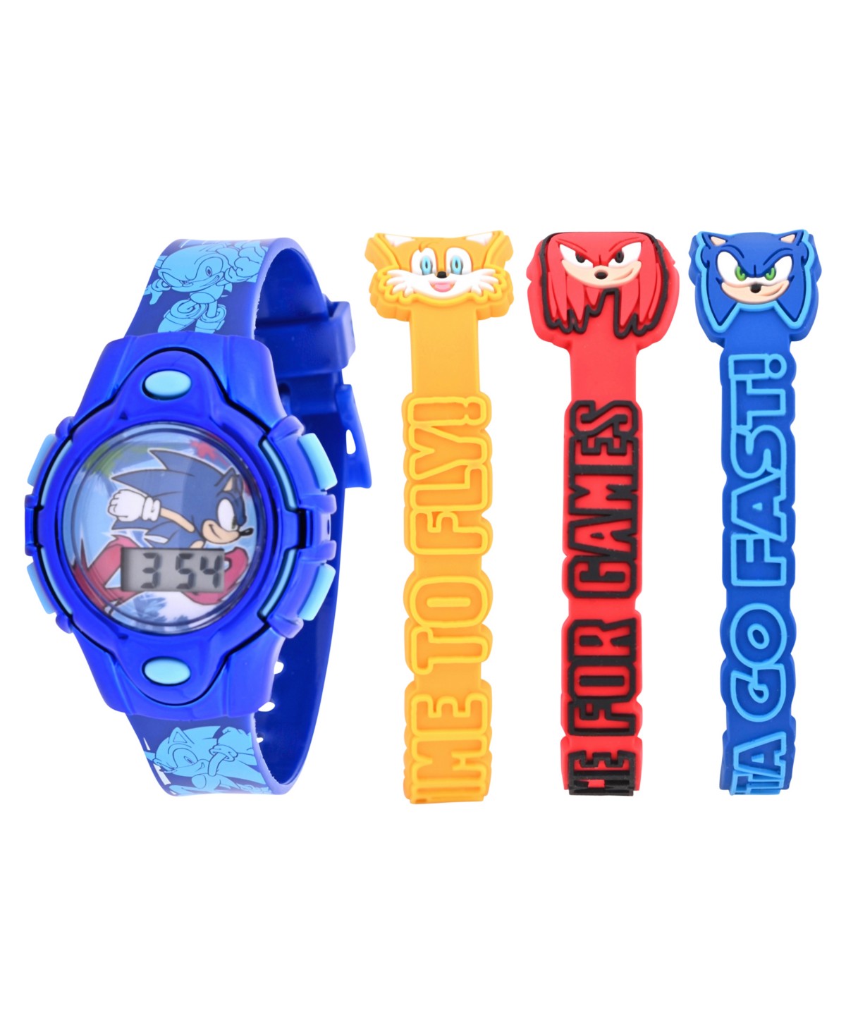 Accutime Kids Unisex Sega Sonic the Hedgehog Blue Silicone Strap Watch 35.5mm Set — фото 1