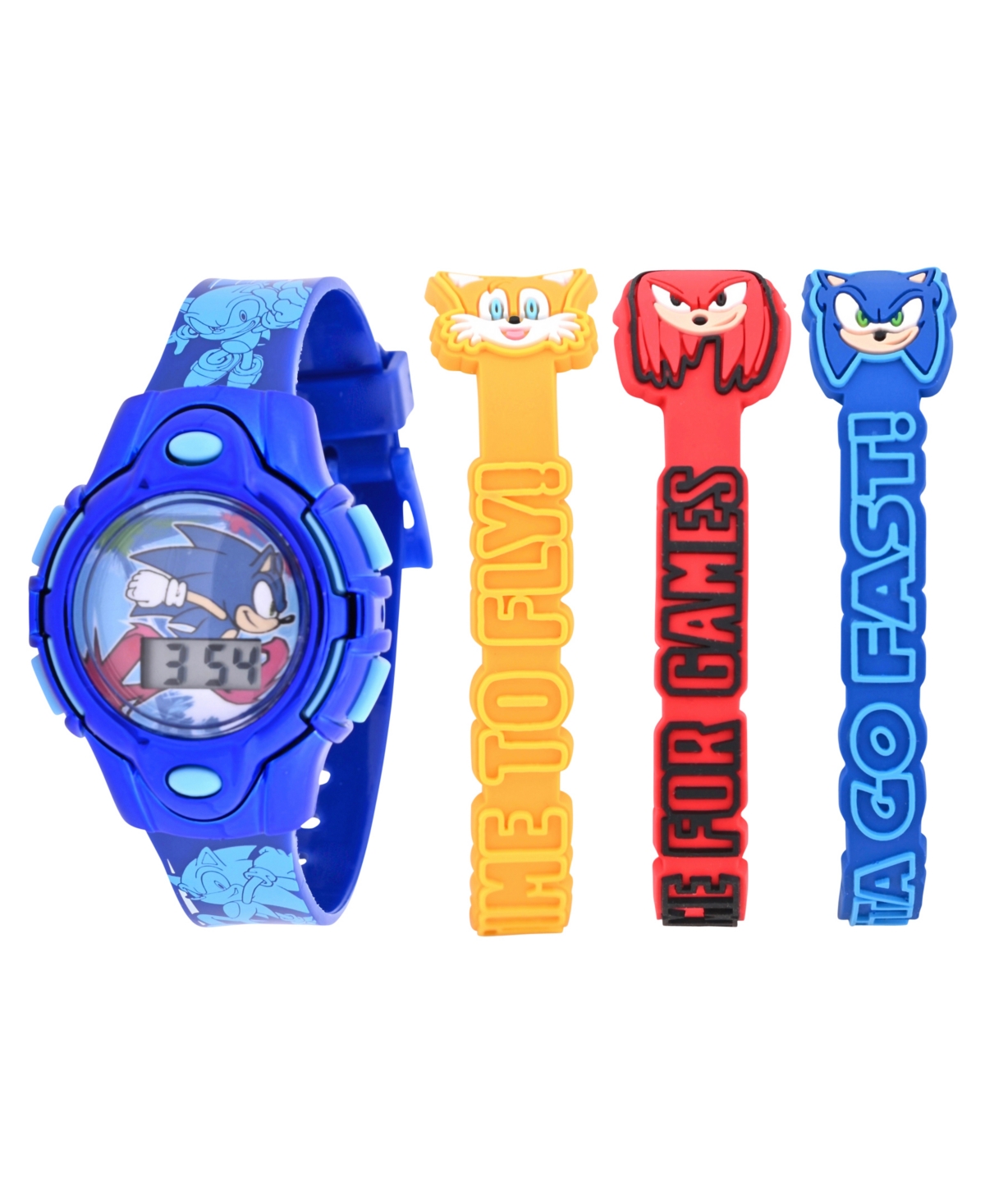 Accutime Kids Unisex Sega Sonic The Hedgehog Blue Silicone Strap Watch 35.5mm Set