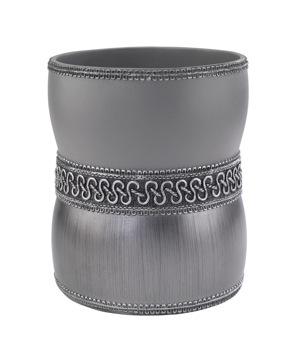 Avanti Braided Medallion Colorblocked Wastebasket In Gray