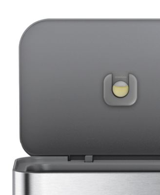 45 Liter Rectangular Step Kitchen Trash Can with Liner Pocket, Stainless Steel with Gray Plastic Lid