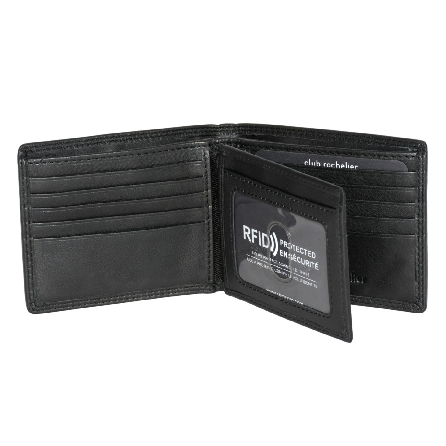 Мужской кошелёк Club Rochelier Slim Fold Wallet with Center Wing, цвет: Чёрный — фото 2