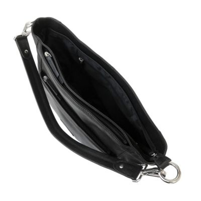 Ladies Large Leather Multi Zip Pocket Hobo Shoulder Bag