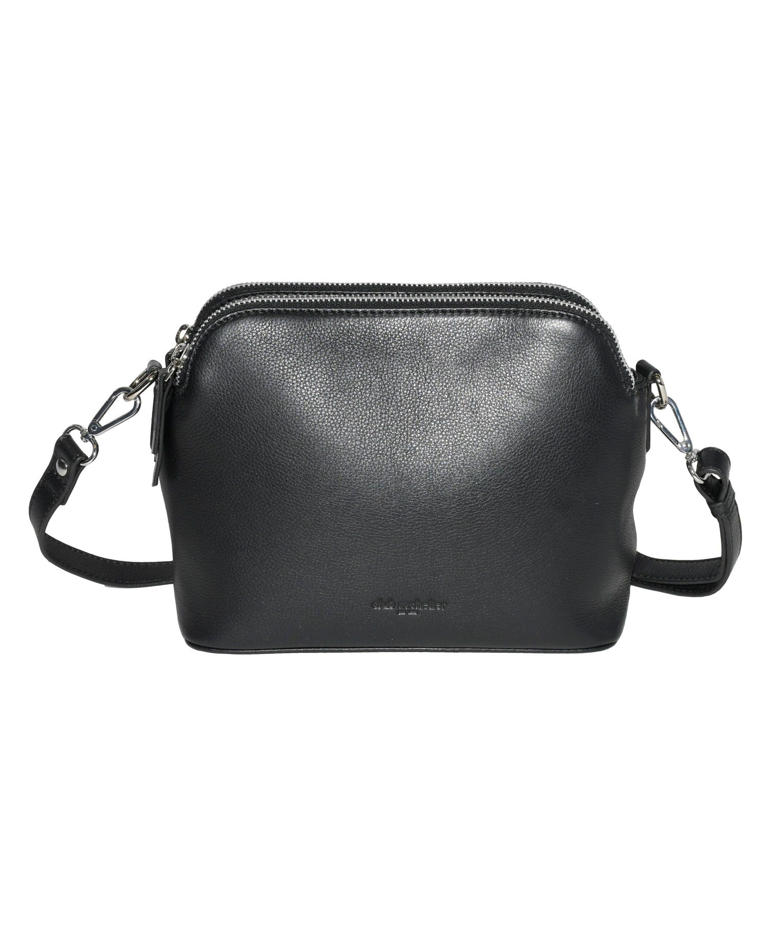 Ladies Leather Double Zipper Crossbody Bag