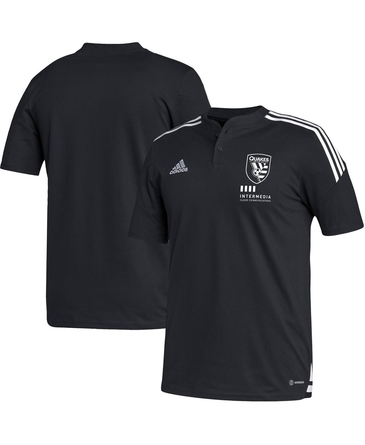 Adidas Originals Men's Adidas Black San Jose Earthquakes Henley Aeroready Polo Shirt