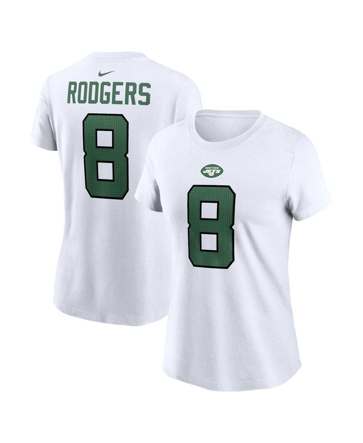 Shop Nike Women's  Aaron Rodgers White New York Jets Player Name And Number T-shirt