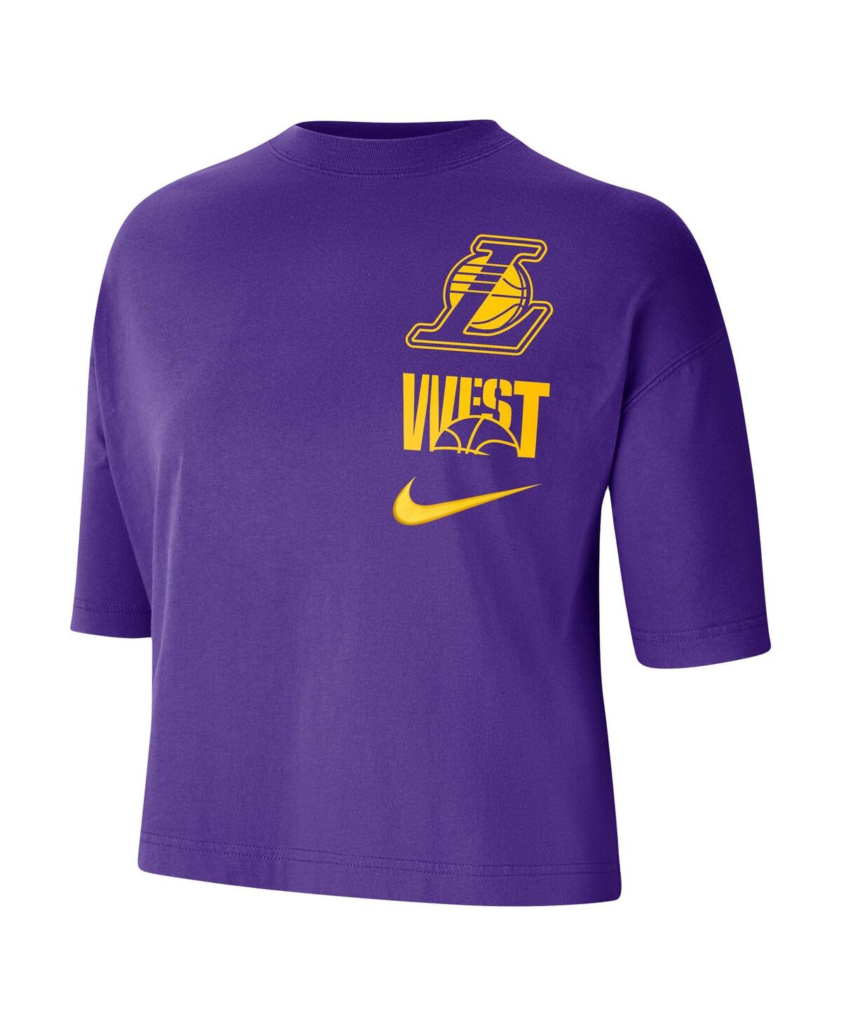 Shop Nike Women's  Purple Los Angeles Lakers Essential Boxy T-shirt