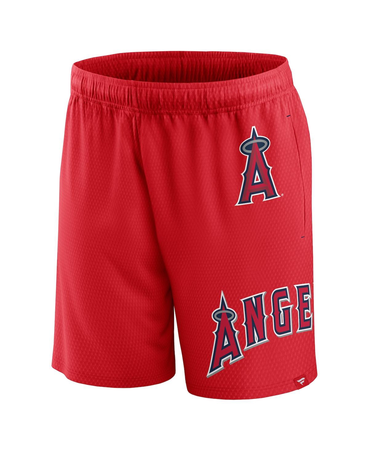 Shop Fanatics Men's  Red Los Angeles Angels Clincher Mesh Shorts