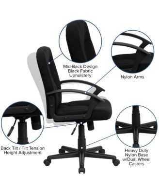 Mid-Back Fabric Executive Swivel Office Chair With Nylon Arms