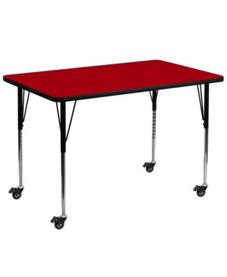 Mobile 36X72 Rectangle Laminate Adjustable Activity Table