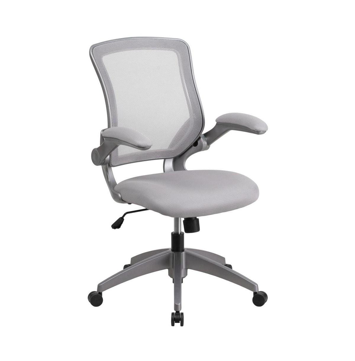 Emma+Oliver Mid-Back Mesh Swivel Ergonomic Task Office Chair WithFrame & Flip-Up Arms - Gray