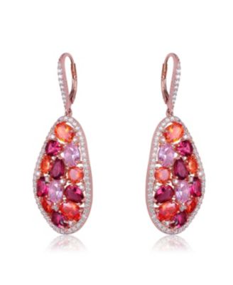 Sterling Silver Cubic Zirconia Cluster Teardrop Oval Shaped Earrings