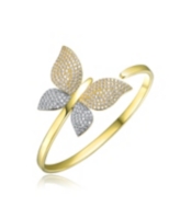 Rachel Glauber 14K Gold Plated Bendable Cubic ZIrconia Butterfly Garden Bracelet - Gold