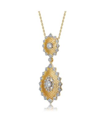 White Gold and 14K Gold Plated Cubic Zirconia Star Pendant Necklace