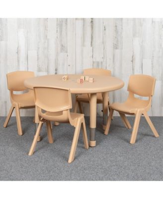 33" Round Plastic Height Adjustable Activity Table Set With 4 Chairs