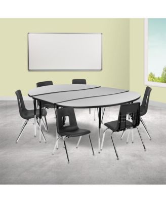 86" Oval Wave Collaborative Laminate Activity Table Set With 16" Student Stack Chairs
